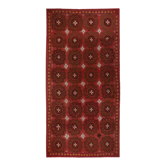 6.5x12.3 Ft Central Asian Suzani Textile. Embroidered Cotton & Silk Bed Cover For Sale