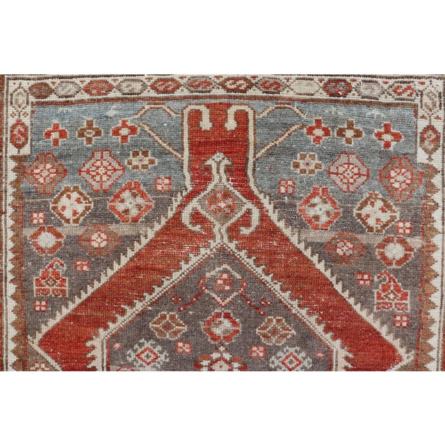 Tribal Antique Persian Hamadan Rug With Central Mihrab Motif & Earth Tones 3'10 X 7'6 For Sale - Image 3 of 12