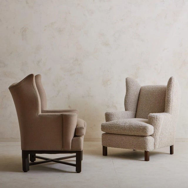 Mid-Century Modern Wingback Lounge Chair With Wooden X-Base, Germany 19th Century For Sale - Image 3 of 11