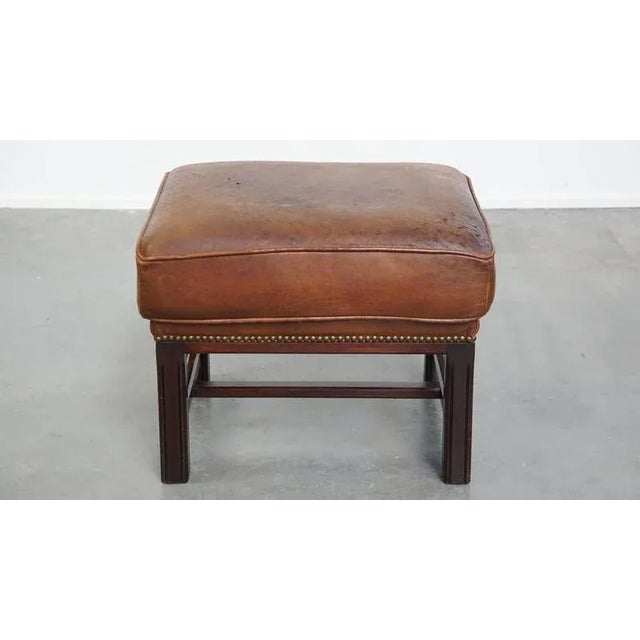 Ottoman in Sheepskin with Wooden Frame For Sale - Image 4 of 12