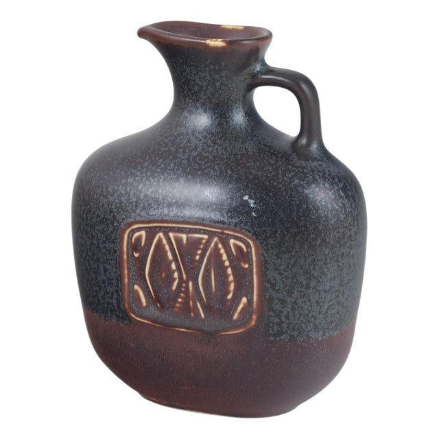 Brown and Grey Glazed Stoneware Pitcher by Gunnar Nylund for Rörstrand For Sale