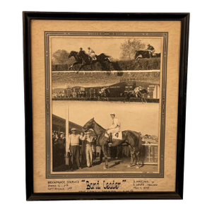 Vintage Equestrian 1949 Horse Racing "Band Leader" Framed Photograph - 12x14