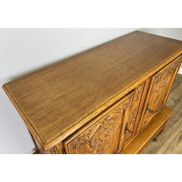 Vintage French Louis XVI Style Oak Buffet For Sale - Image 9 of 14