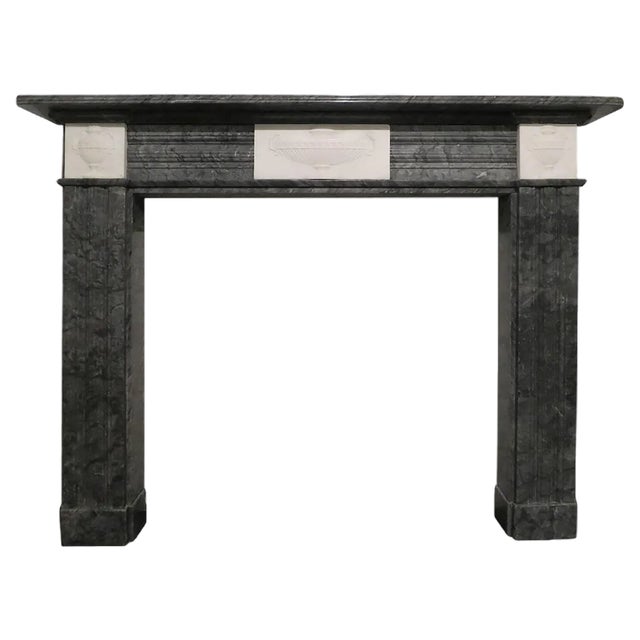Antique Bardiglio Marble Fireplace Mantel For Sale