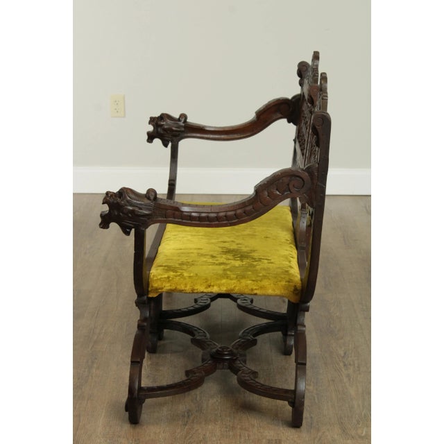 Italian Renaissance Style Antique Carved Double Back Settee For Sale - Image 4 of 13