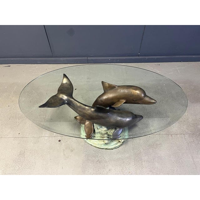 Bronze Dolphin Coffee Table by C. Caudion, 1960s For Sale - Image 6 of 17