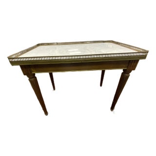 Mid 20th Century French XVI Style Marble Top Table With Pierced Gallery Edge For Sale