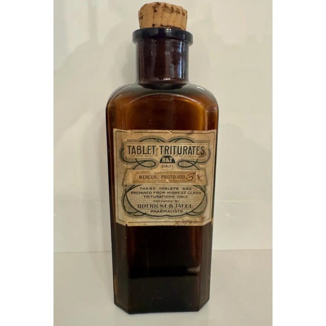 Amber Antique Apothecary Amber Glass Bottle Collection (Set of 4) | Boericke & Tafel, Fritzsche Bros., H. Steine & Co. For Sale - Image 8 of 10