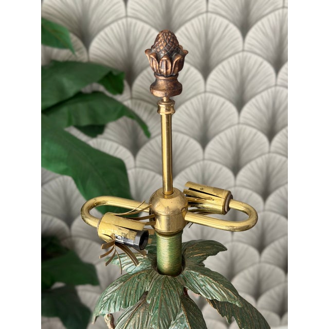 Vintage Tropical Tiki Jungle Safari Banana Palm Tree and Monkey Metal Table Lamp Attributed to Frederick Cooper For Sale - Image 11 of 18