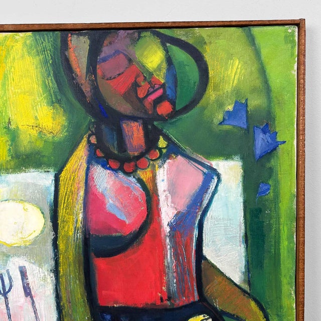 Colorful Japanese painting by Seno Sakae, from the 1960s, Japan. Dimensions: height 74 cm, width 62.5 cm, depth 3.5 cm....