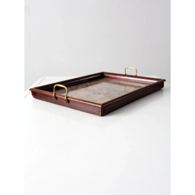 Wood Vintage Floral Tray For Sale - Image 7 of 11