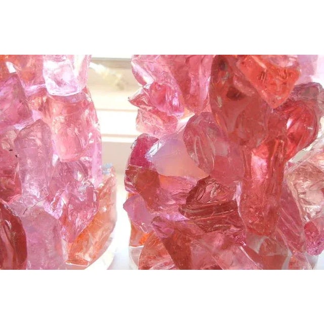 Glass Rock Lamp Sculptures in Pink For Sale - Image 9 of 11