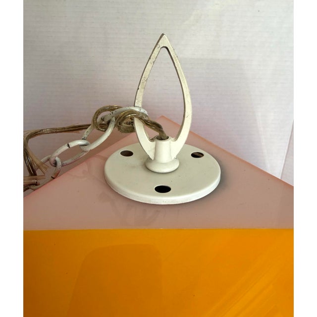 Metal 1963 Fredrick Ramond Geometric Space Age Acrylic Pendant Light For Sale - Image 7 of 10