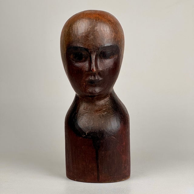 A magnificent piece of 19th Century American antique; a hand carved American-wood sculpture of a head bust, which we...
