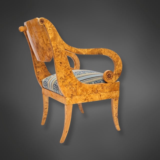 Biedermeier Russian Baltic Armchairs in Curly Birch, 1835, Set of 4 For Sale - Image 6 of 18