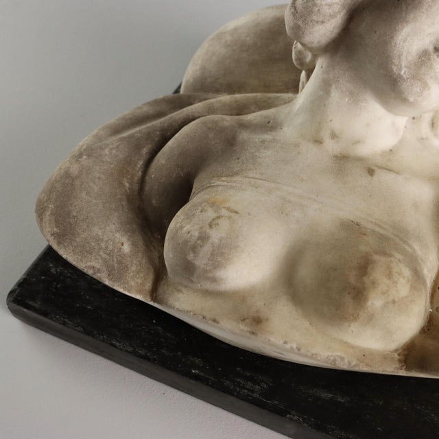 Stone Bust of a Young Woman, Marble For Sale - Image 7 of 10