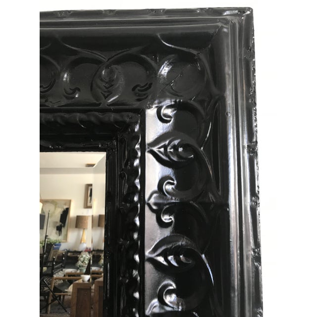 19th Century Antique Tin Ceiling Tile Ebony Floor Mirror Chairish
