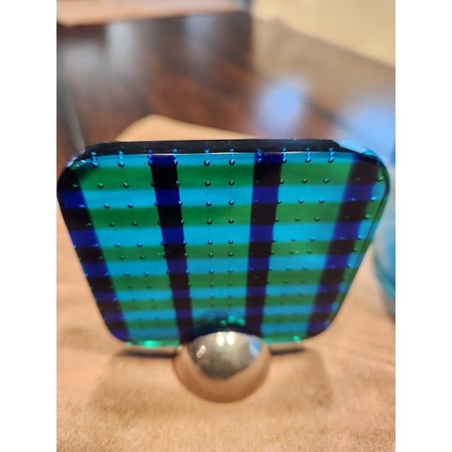 Oggetti Vintage Murano Fent Italy Blue Glass Sculpture Bottle - Signed Leo De Carlo for Oggetti For Sale - Image 4 of 10