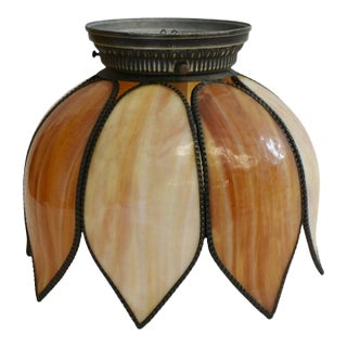 Antique Tiffany Style Lotus Ceiling Light Lamp Shade For Sale
