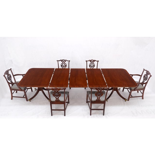 Brown Baker Charleston Collection Mahogany Banded Dining Table 6 Chairs Set Stunning! For Sale - Image 8 of 18