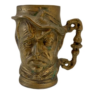 Solid Brass Toby Mug Stein For Sale