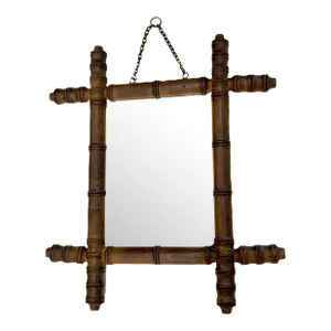 Antique French Provincial Faux Bamboo Carved Mirror Mirror With Original Glass