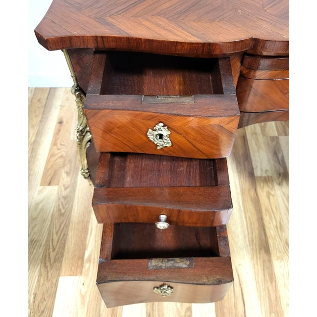 Antique French 19th C Louis XV Satinwood & Bronze Mounted Lady's Writing Desk For Sale - Image 12 of 17