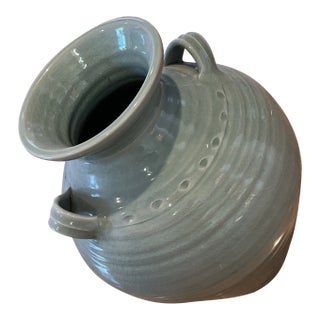 Early 21st Century Simon Pearce Celadon Crackle Large Urn For Sale