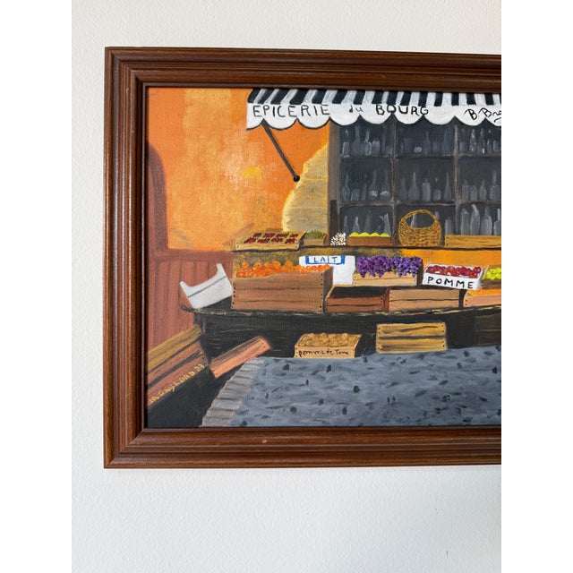 1980's M.GayLord Folk Art Impressionist Woman at Grocery Store Oil on Canvas - Framed For Sale In Miami - Image 6 of 7