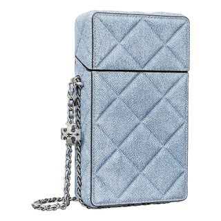 2025 Tory Burch Fleming Quilted Suede Leather Phone Crossbody Bag Shoulder Denim For Sale