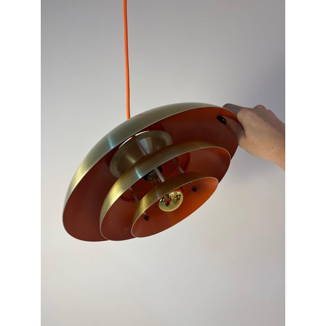 Danish Gold Orange Slatted Lamp For Sale - Image 9 of 11
