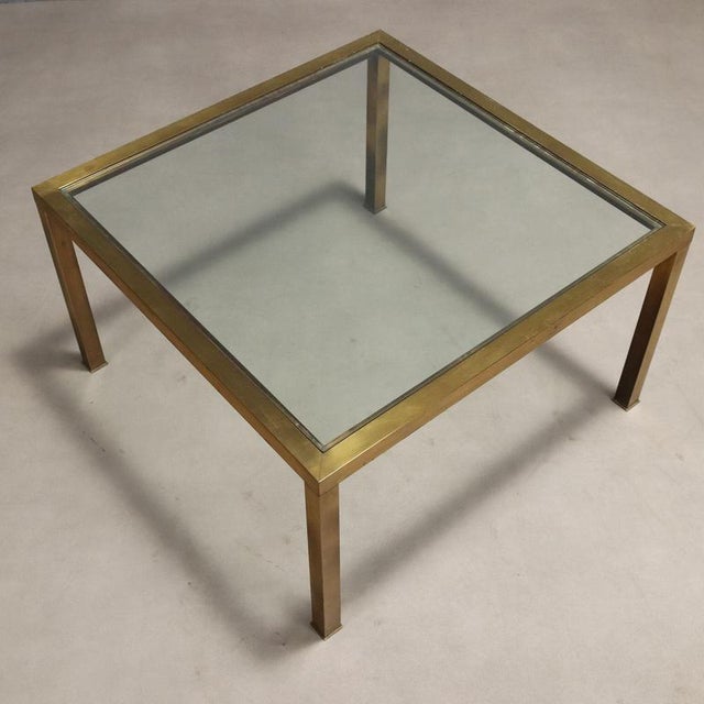 Vintage Coffee Table with Brass Frame, 1970s For Sale - Image 3 of 7