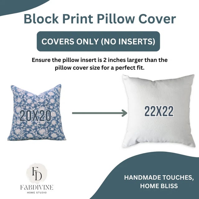 Not Yet Made - Made To Order Handmade Block Print Cushion Cover 20x20 Inch Fabdivine Sofa Décor- Aradhna For Sale - Image 5 of 5