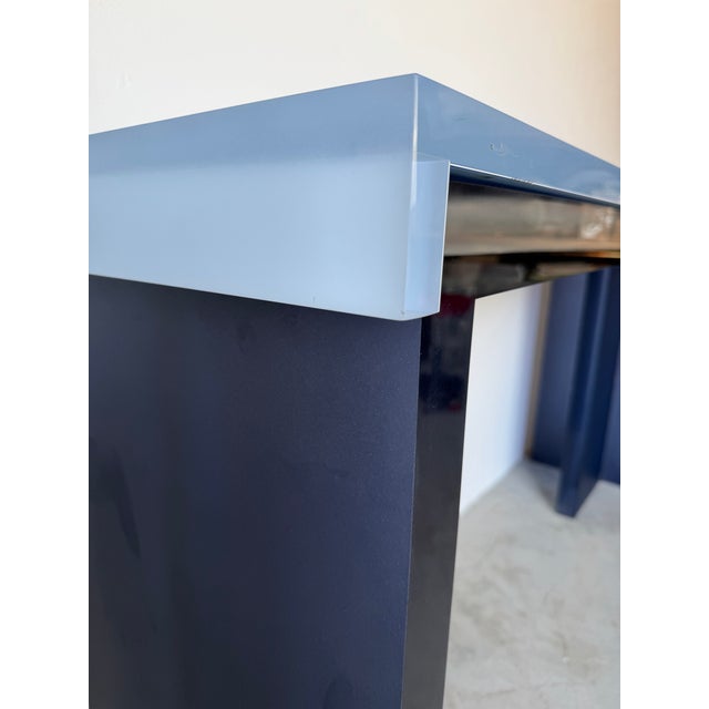 1980’s Postmodern Italian- Design Thick Lucite Console Table For Sale - Image 9 of 12