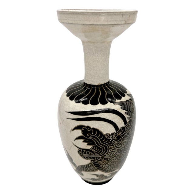 20th Century Chinese Jizhou Kiln Style Dragon Motif Vase For Sale
