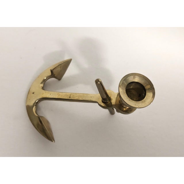 1970s Vintage Brass Anchor Candle Holder For Sale - Image 5 of 6