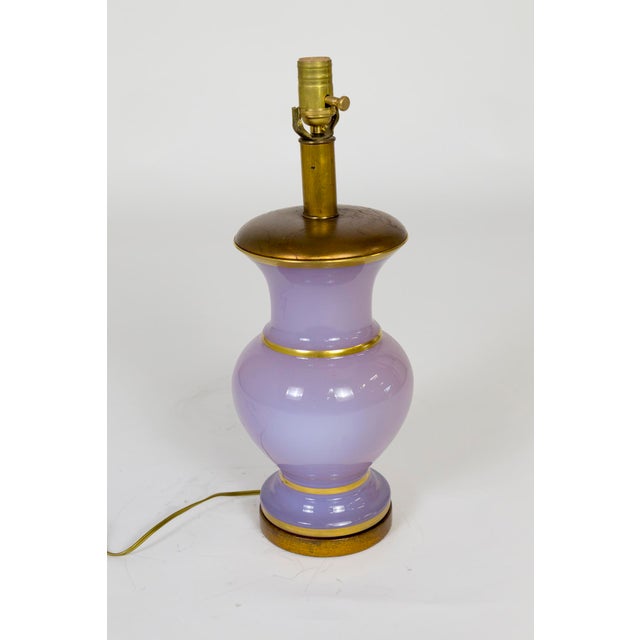 Metal Lilac Alexandrite Glass Amphora Lamp W/ Gilded Accents For Sale - Image 7 of 9