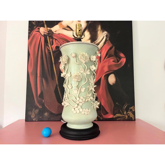 Italian Applied Floral Lamp & Shade, 1960s For Sale - Image 9 of 17