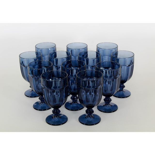 Vintage Libbey Duratuff Goblets Dusky Blue Stemmed Glassware Beverage