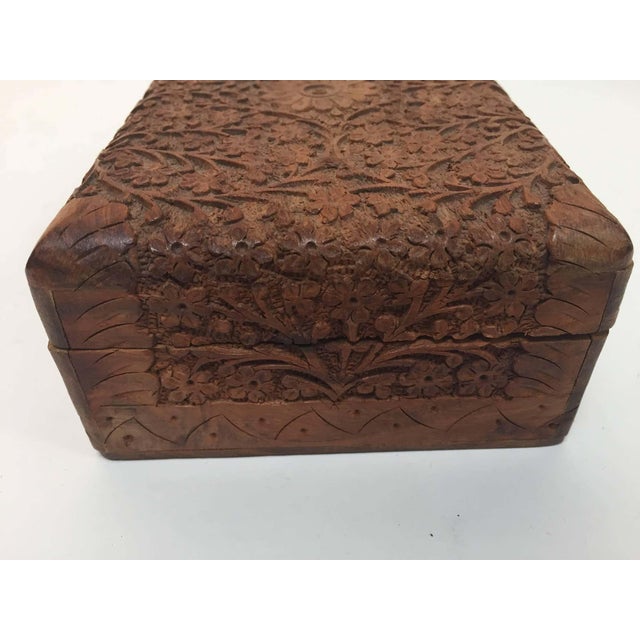 Hand-Carved Sandalwood Jewelry Box by Rajasthani Artist, India For Sale - Image 4 of 10