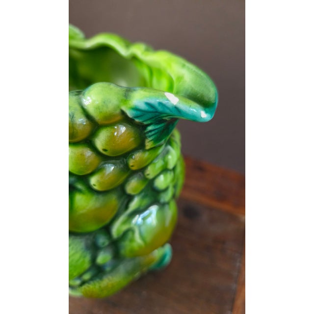 1960s 1960s Inarco E2611 Green Majolica-Style Fruit Pitcher For Sale - Image 5 of 14