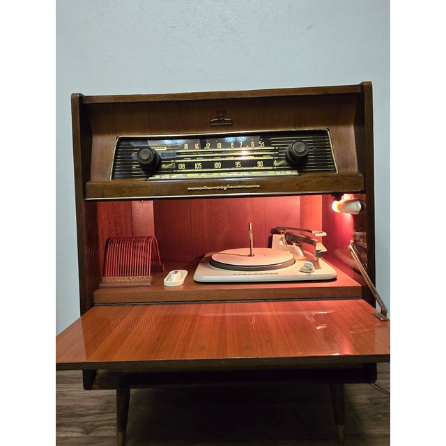 Brown 1960s MCM Nordmende Caruso Radio Record Player Cabinet - West Germany For Sale - Image 8 of 14