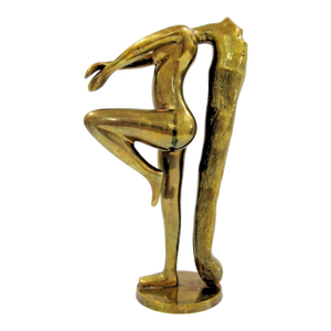 Vintage Brass Art Deco Long Haired Nude Woman Sculpture Attributed Klara Sever