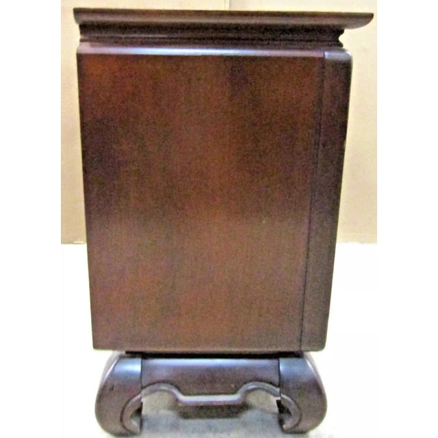 Broyhill 1960s Vintage Broyhill Walnut Parquetry Asian Console Cabinet 3230-19 For Sale - Image 4 of 12