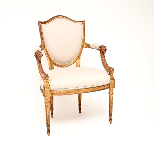 Antique Gilt Wood Salon Chair by S.J Waring, 1880 For Sale - Image 11 of 11