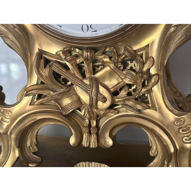 19th C French Louis XVI Gold Bronze Mantel Clock - 1 Pc For Sale - Image 17 of 18