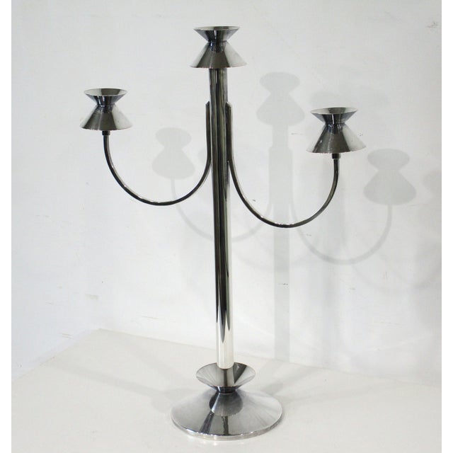 Mid Century Silver Plated Candlestick by Sheffield in the Style of Parzinger For Sale - Image 9 of 9