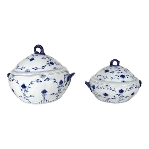 2 Bing & Grondahl Covered Serving Pieces in the Blue and White Butterfly Pattern
