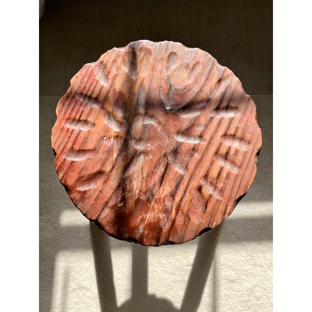 Mid 20th Century Mid 20th Century Vintage Handcrafted Brutalist Wooden Tripod Stool For Sale - Image 5 of 10
