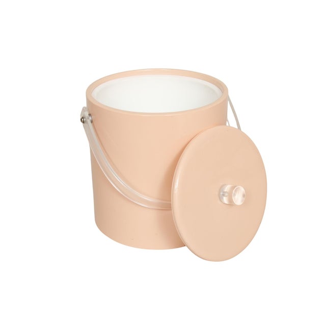Mid-Century Modern Mid Century Ice Bucket in Blush With Lucite Handle For Sale - Image 3 of 6
